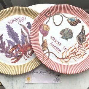 Anthropologie Nathalie Lete Set of 2 Melamine Plates By the Sea NWT